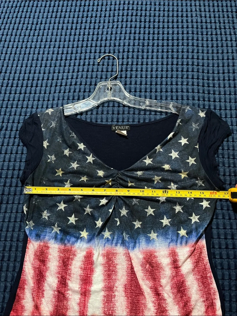 VENUS Red, White & Blue Star Stripe V-Neck Tee - Picture 7 of 11